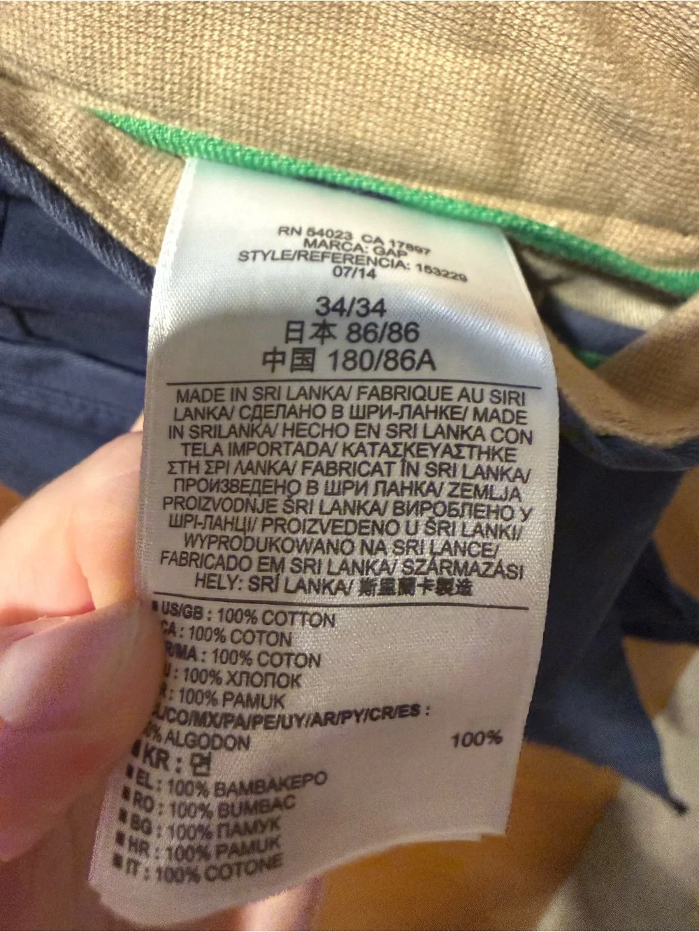 GAP Men's Indigo Blue Chinos